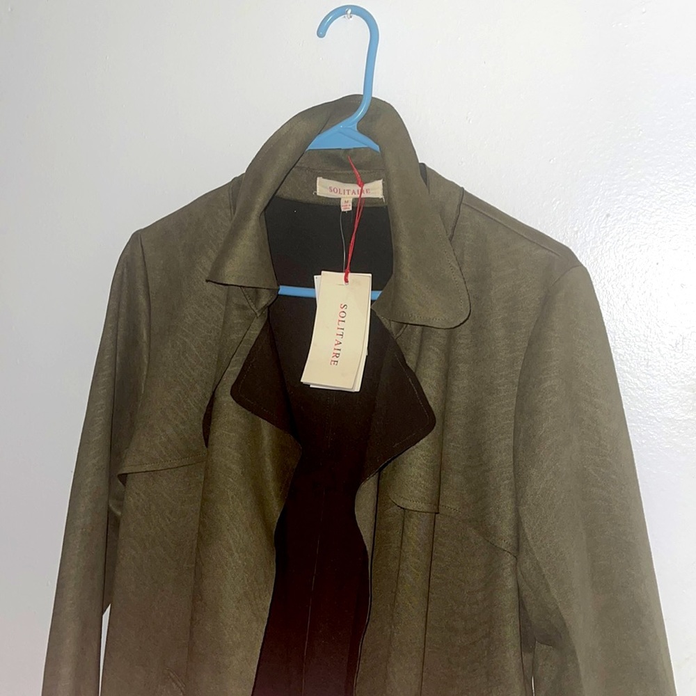 NWT Solitaire Olive Green trench coat M